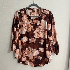 Maurices roll-tab floral blouse